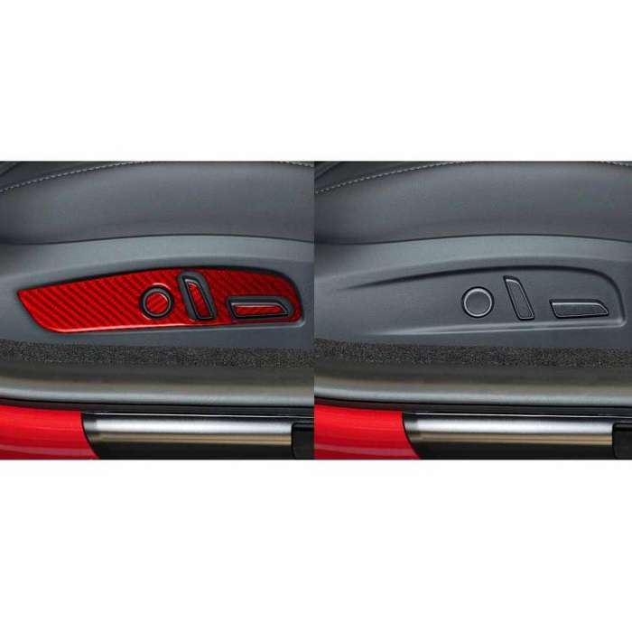 For Tesla Model 3 2023- 7pcs/Set Carbon Fiber Car Seat Adjustment Panel Decorative Sticker, Right...