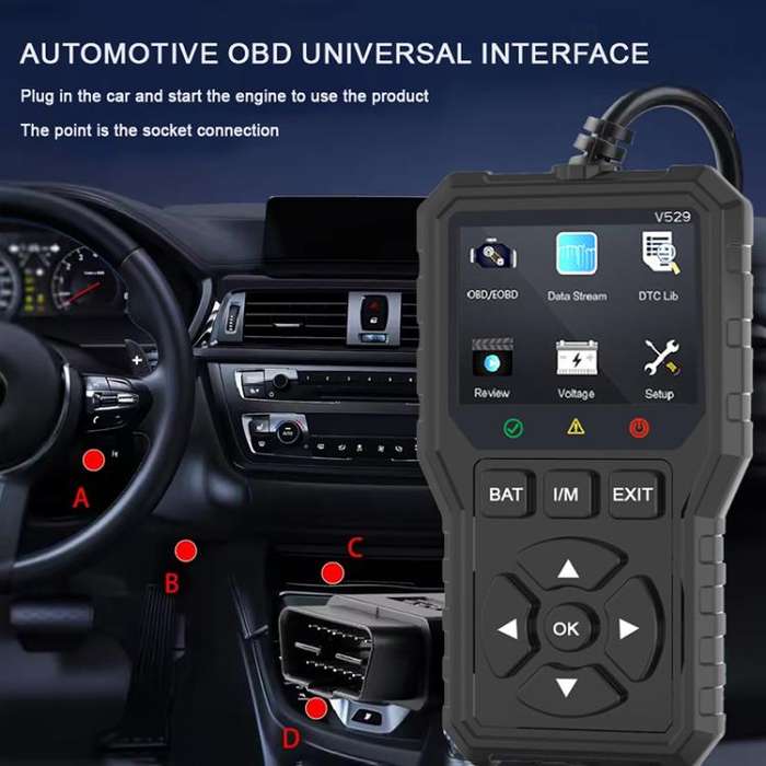 FOXSUR V529 OBD2 Car Engine Fault Code Reader Diagnostic Instrument(Black)
