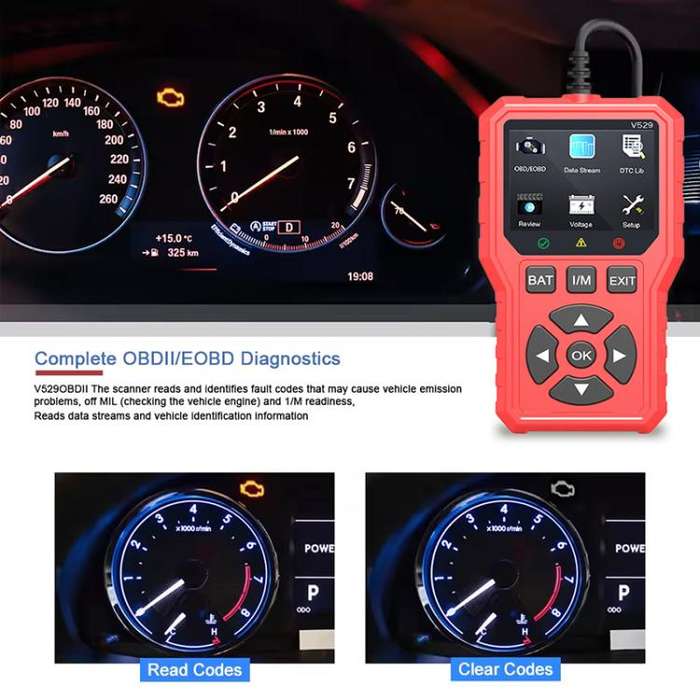 FOXSUR V529 OBD2 Car Engine Fault Code Reader Diagnostic Instrument(Red)