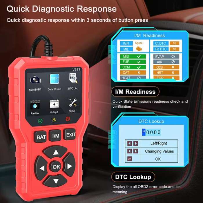 FOXSUR V529 OBD2 Car Engine Fault Code Reader Diagnostic Instrument(Red)