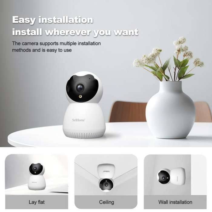 SriHome SH036 500W Pixel AI Smart HD Camera Supports Human Tracking(US Plug)