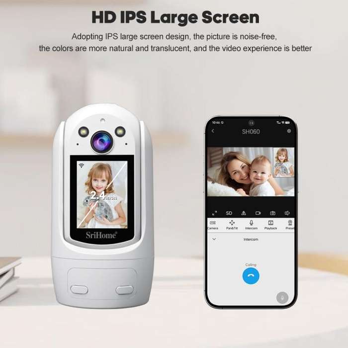 SriHome SH060 2MP 2.4 inch IPS Screen Smart IP Camera Supports Two-way Video Voice Call(UK Plug)