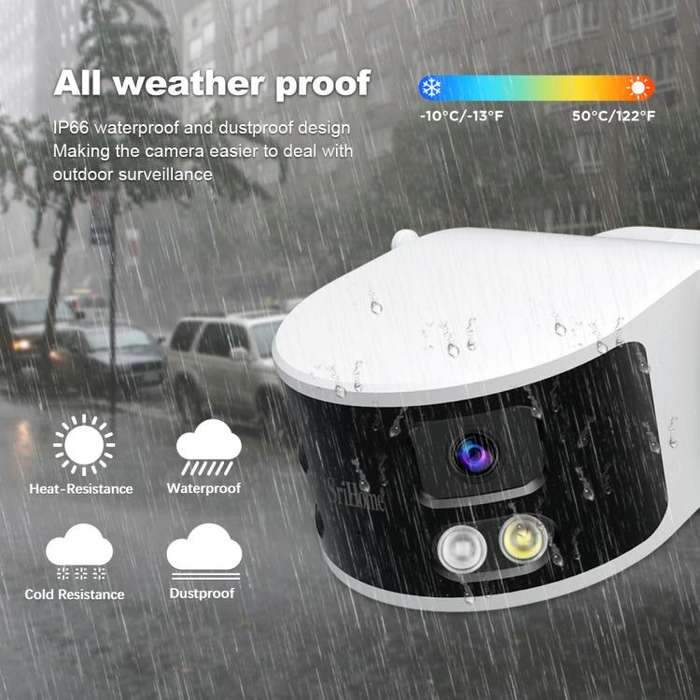 SriHome SH070 4MP Binocular Stitching Ultra-wide Angle Waterproof Camera Supports Full-color Nigh...