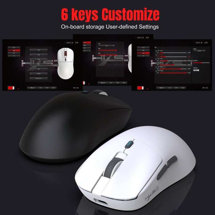 HXSJ T68 3 Modes Wired 2.4G BT5.1 Wireless Lightweight Gaming Mouse(White)