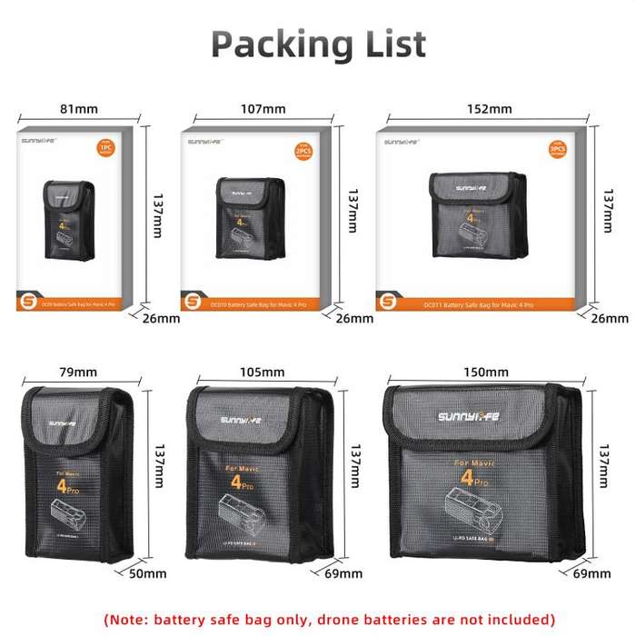 For DJI Mavic 4 Pro Sunnylife Battery Explosion-proof Safe Bag Protective Li-Po Safe Bag(For 1pc ...