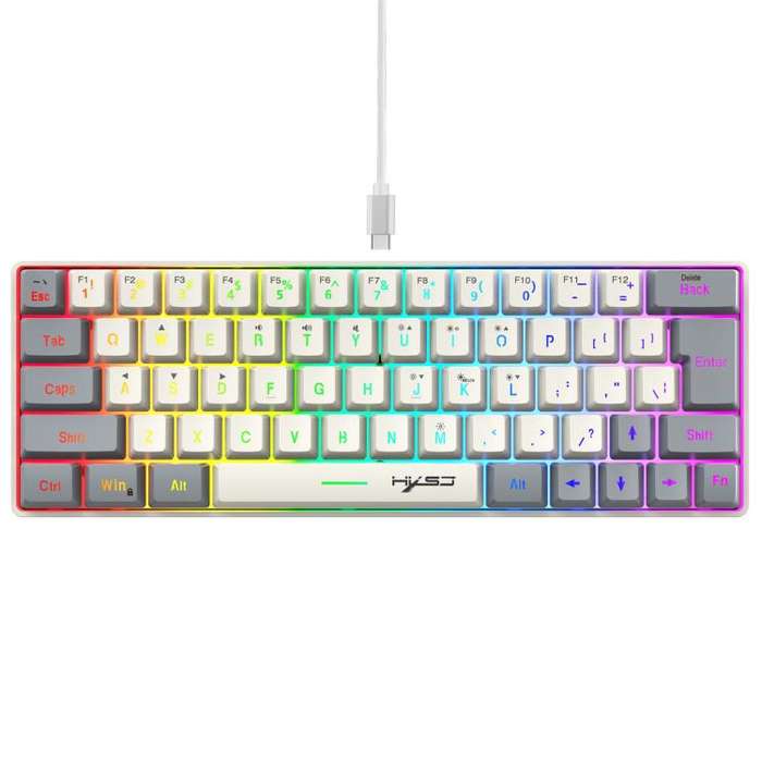 HXSJ V400 Wired Color Matching RGB Backlit Membrane Keyboard 63 Key Caps, Cable Length: 1.7m(Grey...