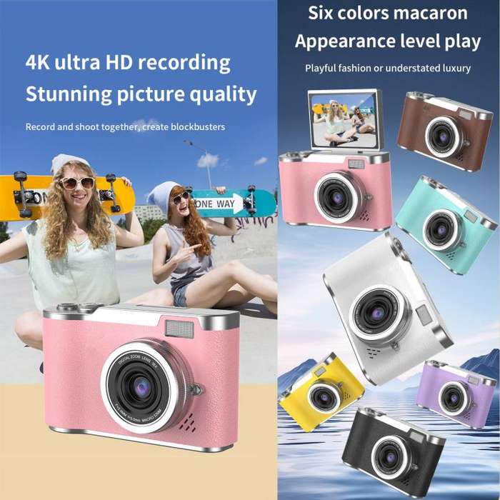LK007 2.4 inch HD CCD Camera Retro Kids Camera(Pink)