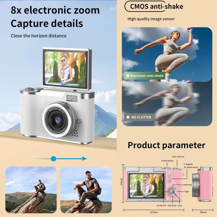 LK007 2.4 inch HD CCD Camera Retro Kids Camera(Purple)