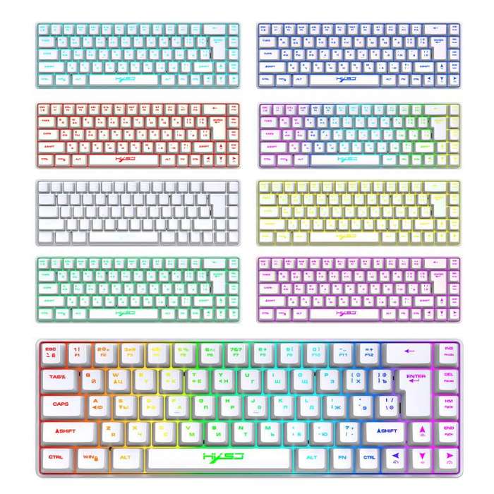 HXSJ V200 Russian Version Wired RGB Backlit Mechanical Keyboard 68 Key Caps, Cable Length: 1.7m(W...