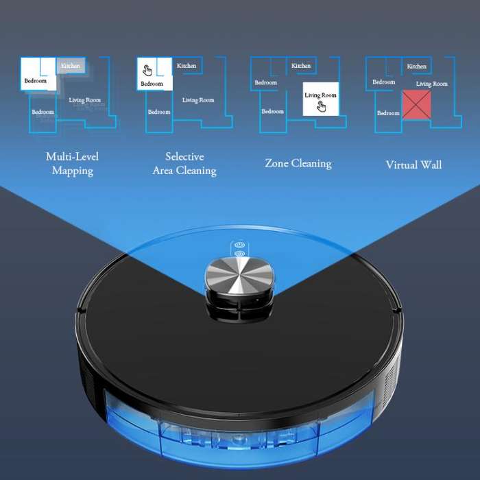 V8 Intelligent Automatic Recharging Sweeping Mopping Suction Robot(Black)