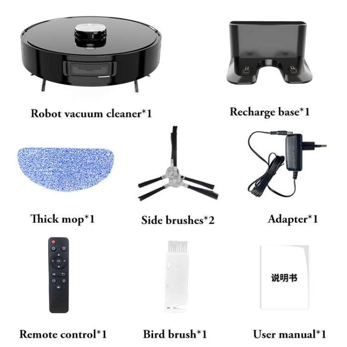 V8 Intelligent Automatic Recharging Sweeping Mopping Suction Robot(Black)