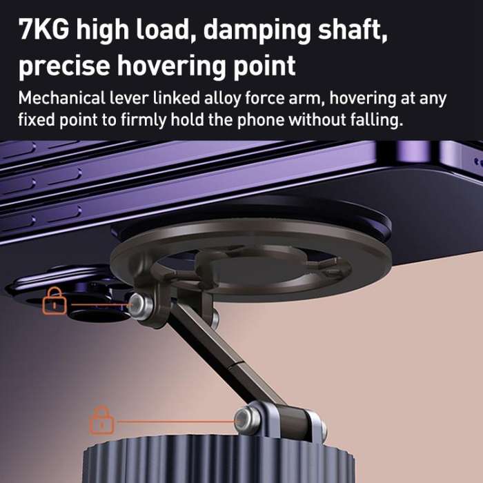 BDK101 Vacuum Adsorption Magnetic Folding Car Phone Holder(Gun Metal)