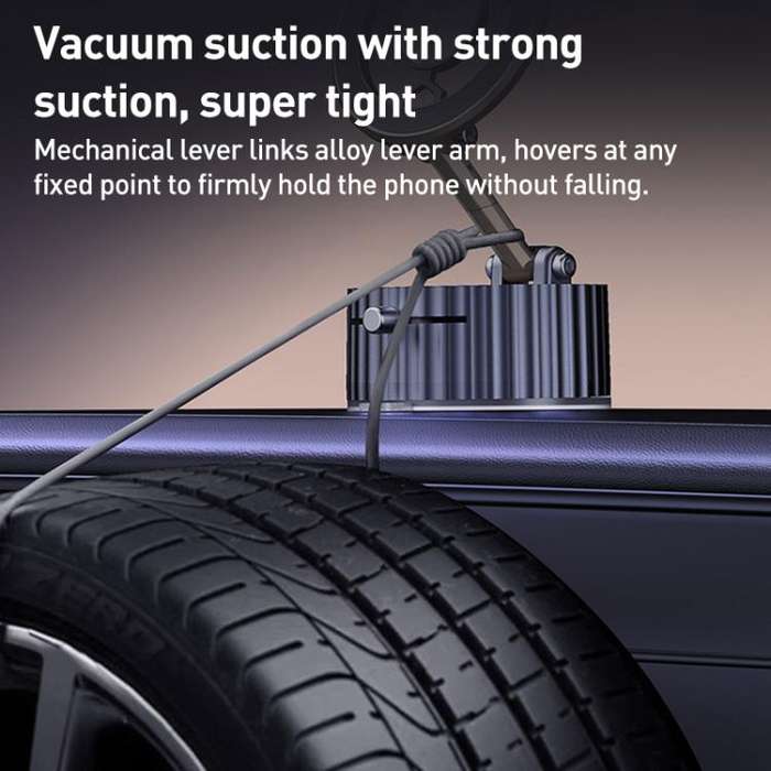 BDK101 Vacuum Adsorption Magnetic Folding Car Phone Holder(Gun Metal)
