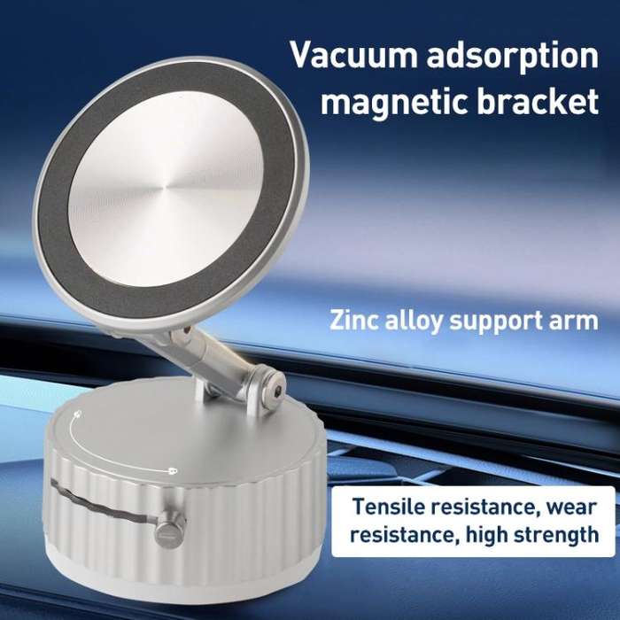 BDK103 Vacuum Adsorption Magnetic Folding Car Phone Holder(Gun Metal)