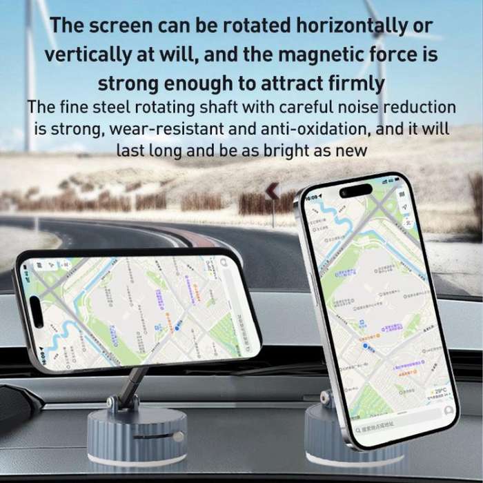 BDK104 Vacuum Adsorption Magnetic Folding Car Phone Holder(Silver)