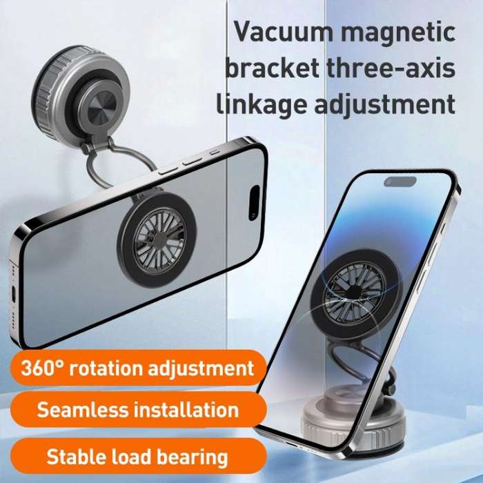 G511 Three-axis Folding Vacuum Adsorption Magnetic Car Phone Holder(Gun Metal)