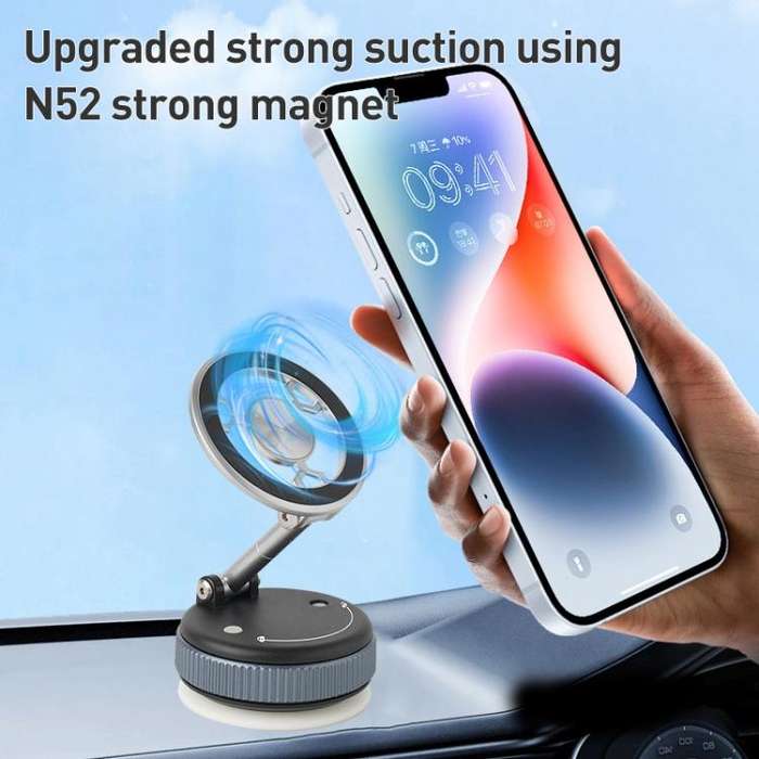 XZK103 Folding Vacuum Adsorption Magnetic Car Phone Holder(Gun Metal)