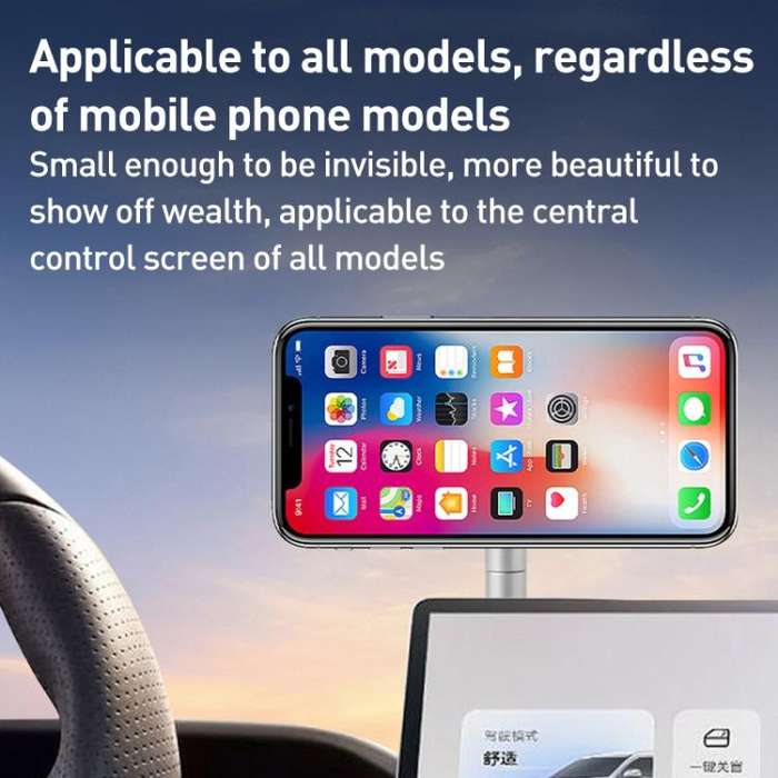 XZK103 Folding Vacuum Adsorption Magnetic Car Phone Holder(Gun Metal)