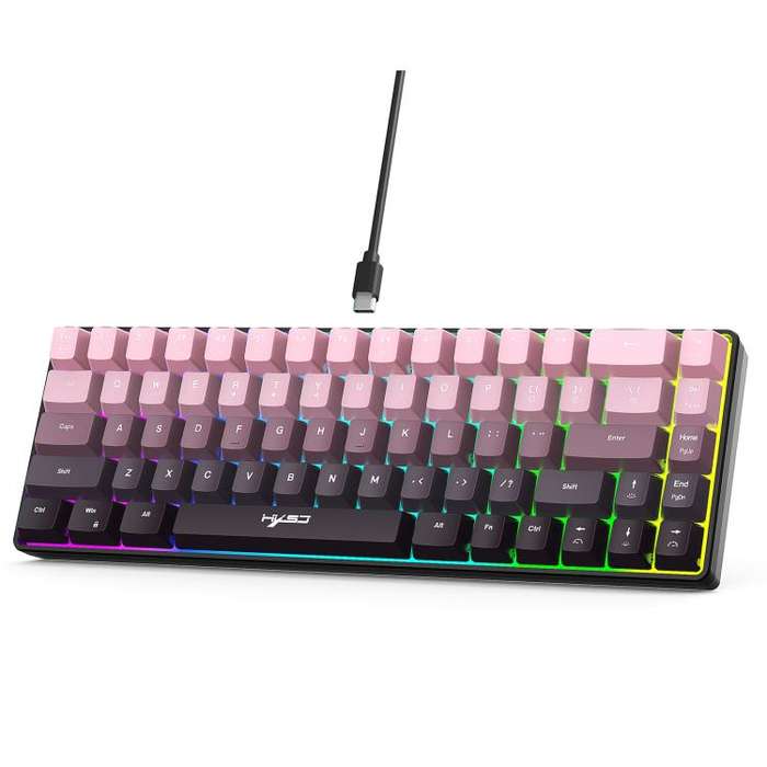 HXSJ V200 Gradient Color 68-key RGB Backlight Wired Membrane Keyboard(Pink)