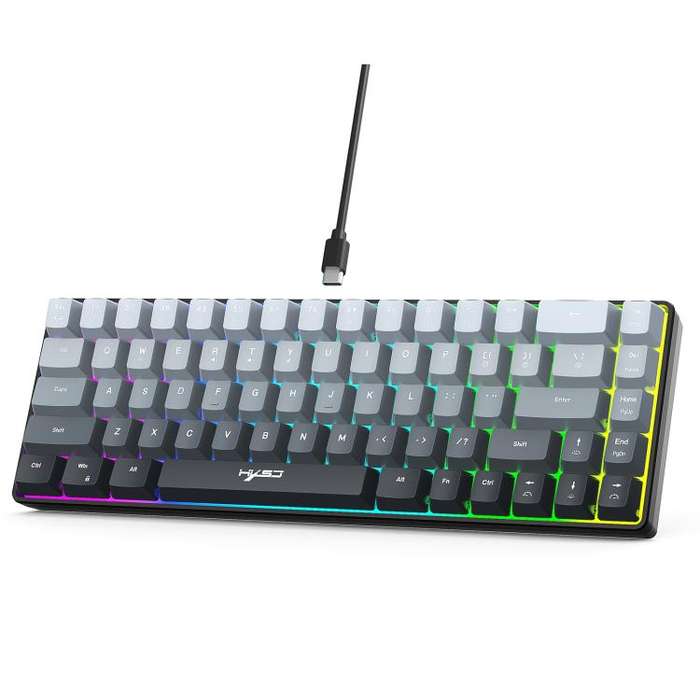 HXSJ V200 Gradient Color 68-key RGB Backlight Wired Membrane Keyboard(Black)