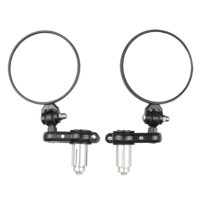 2pcs/Set Folding Motorcycle Handlebar Rearview Mirror Round Reversing Mirror(Black)