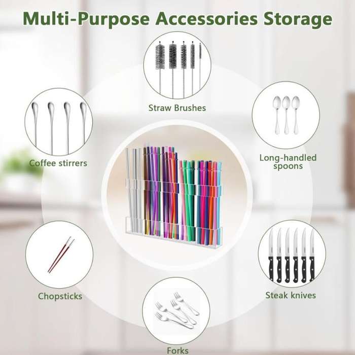YX166 Acrylic Straw Wall Mount Bracket, with Double Sided Adhesion Stickers(Transparent)