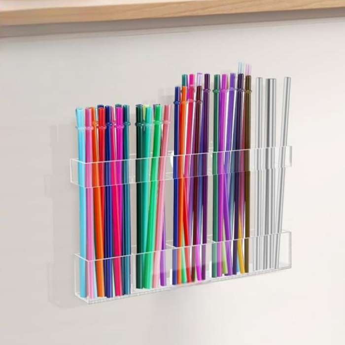 YX166 Acrylic Straw Wall Mount Bracket, with Double Sided Adhesion Stickers(Transparent)