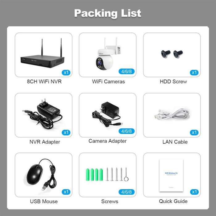 SriHome NVS001-IPC051 4MP 8CH HD NVR Wireless Security Camera System Kit(AU Plug)