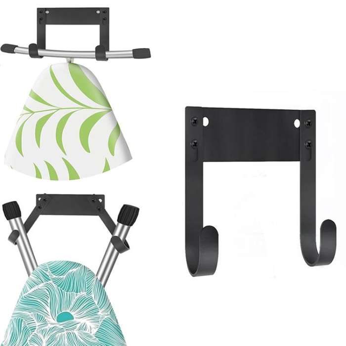 Wall Mounted Ironing Board Bracket Adjustable Ironing Board Hanger(Black)