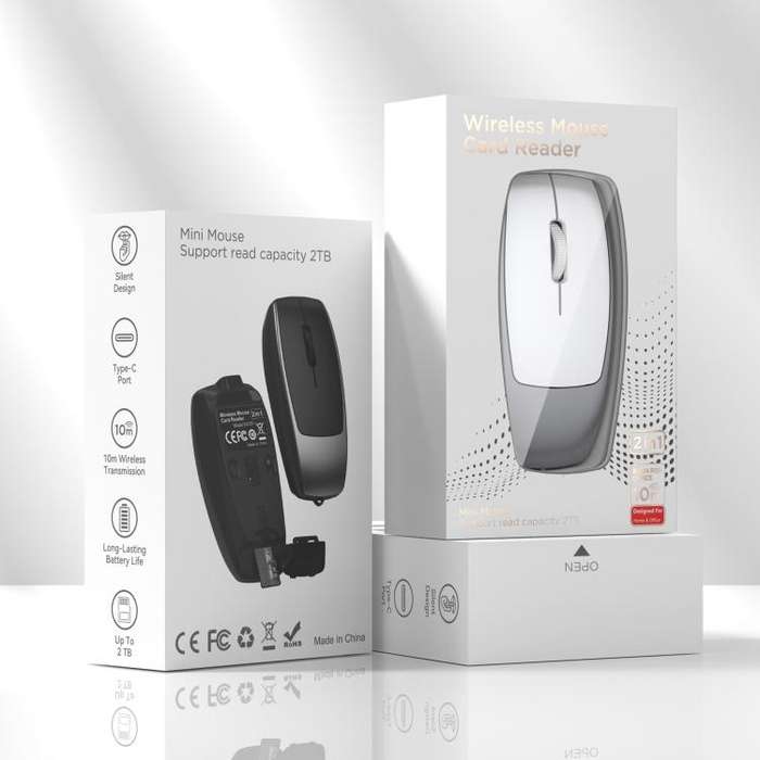 HXSJ M109 Mini Wireless Mouse, 3D Right, TF Card Reader, 4D Mute Buttons(Grey)