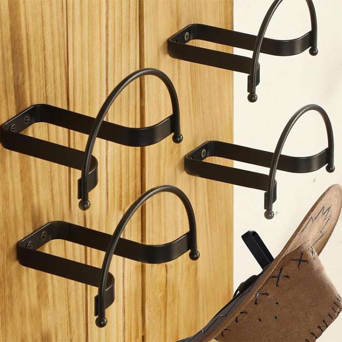 4pcs/Pcak Wall Mounted Cowboy Hat Storage Rack Multifunctional Hat Display Organizer(Black)