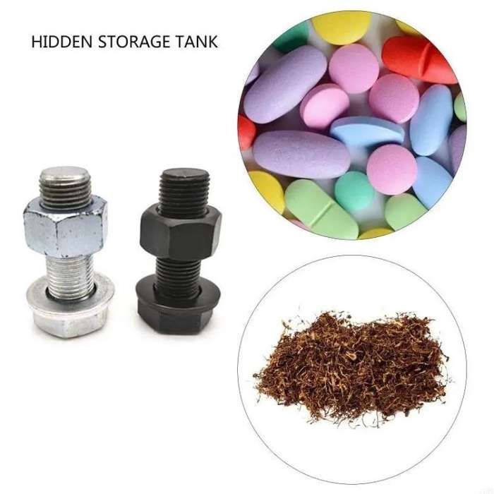 Hexagonal Washer Metal Screw Medicine Storage Tank Travel Capsule Pill Storage Box(Silver)