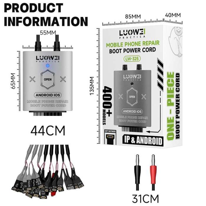 Luowei LW-325 Phone Repair Boot Power Cord for iPhone 8-16 Pro Max and Android