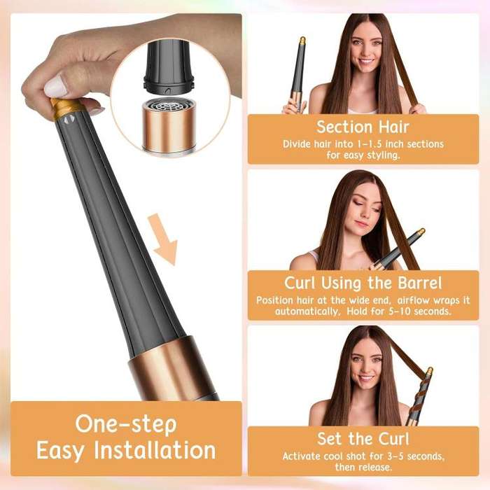 Long Conical Curling Iron Accessories For Dyson Airwrap HS01/ HS05 / HS08(Gold)