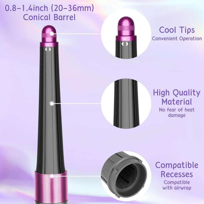 Long Conical Curling Iron Accessories For Dyson Airwrap HS01/ HS05 / HS08(Rose Red)
