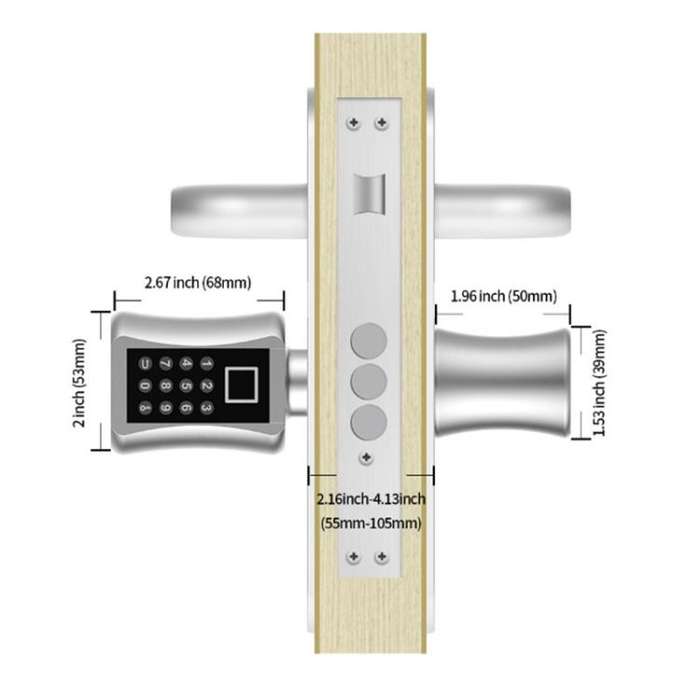 35+35mm Office Home Fingerprint Password Smart Lock Cylinder