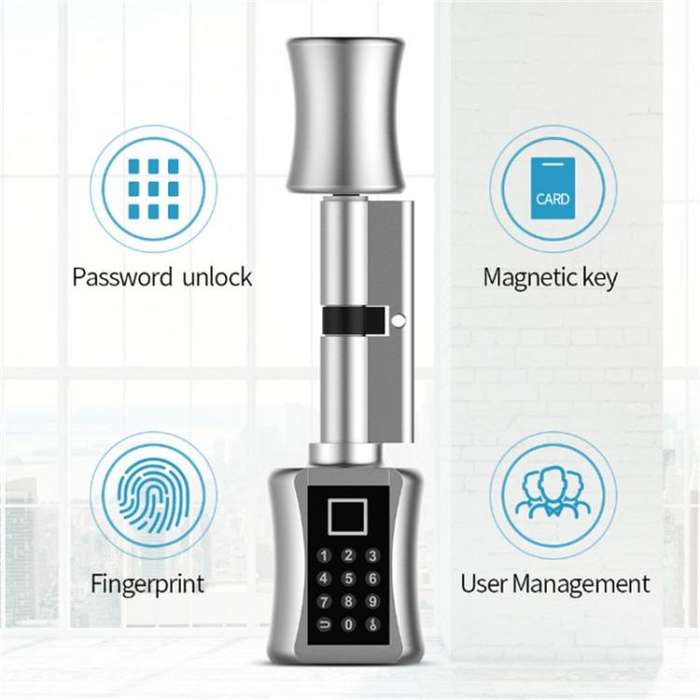 35+35mm Office Home Fingerprint Password Smart Lock Cylinder
