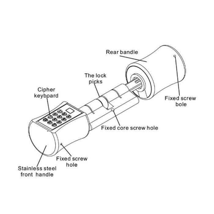 75+40mm Office Home Fingerprint Password Smart Lock Cylinder