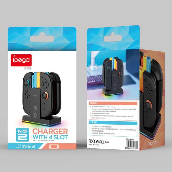 ipega Vertical Charging Station For Nintendo Switch 2 Joy-Pads(Black)