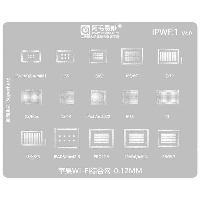 AMAOE 0.12mm Reballing Stencil For WiFi Comprehensive