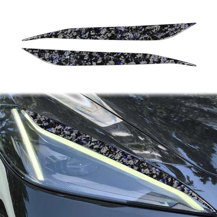 2pcs/Set Forged Gold Foil Carbon Fiber Car Light Eyebrow Decorative Sticker for Chevrolet Corvett...