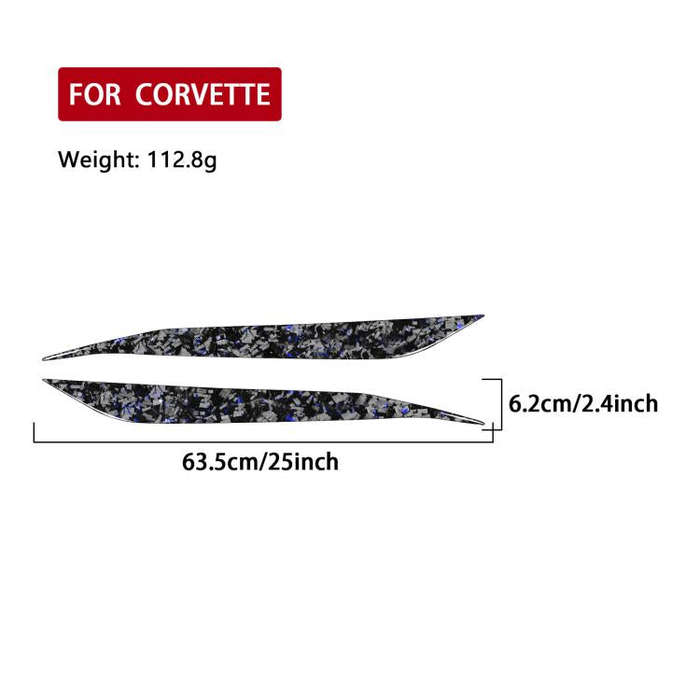 2pcs/Set Forged Gold Foil Carbon Fiber Car Light Eyebrow Decorative Sticker for Chevrolet Corvett...