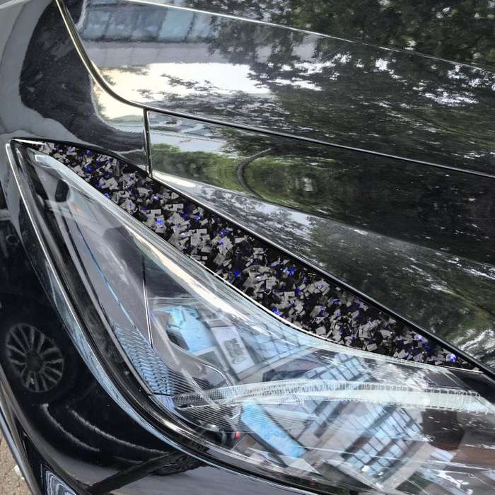 2pcs/Set Forged Gold Foil Carbon Fiber Car Light Eyebrow Decorative Sticker for Chevrolet Corvett...