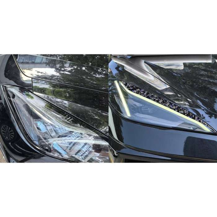 2pcs/Set Forged Gold Foil Carbon Fiber Car Light Eyebrow Decorative Sticker for Chevrolet Corvett...