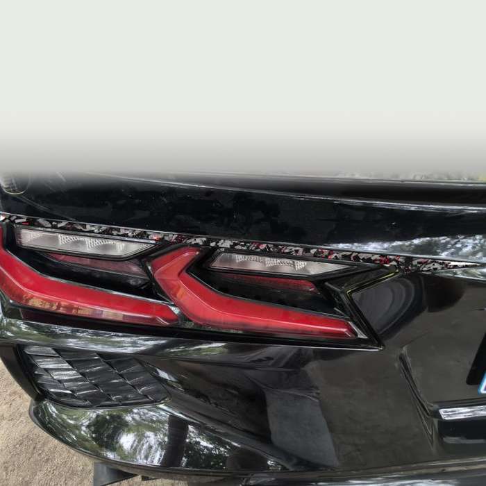 2pcs/Set Forged Gold Foil Carbon Fiber Car Taillight Decorative Sticker for Chevrolet Corvette C8...