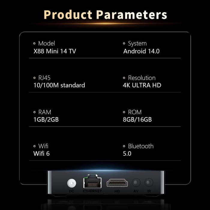 X88 mini 14 TV Android 14 Smart HD TV Box, RK3518 Quad-Core 64bit Cortex-A53, Memory:2GB+16GB(AU ...