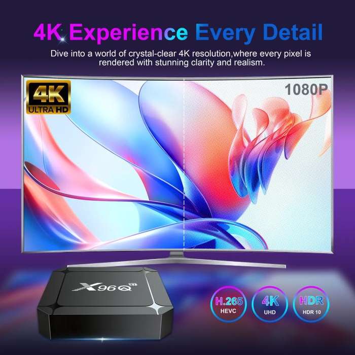 X96Q Android 14 Smart TV Box, RK3518 Quad-Core Cortex-A53, Memory:2GB+16GB(EU Plug)