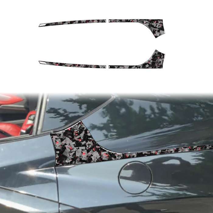 4pcs/Set Forged Gold Foil Carbon Fiber Car Rear Sides Decorative Sticker for Chevrolet Corvette C...