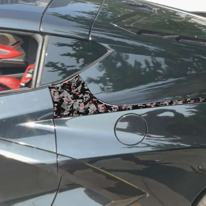 4pcs/Set Forged Gold Foil Carbon Fiber Car Rear Sides Decorative Sticker for Chevrolet Corvette C...