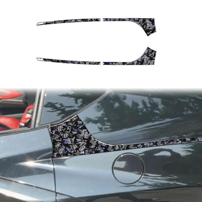 4pcs/Set Forged Gold Foil Carbon Fiber Car Rear Sides Decorative Sticker for Chevrolet Corvette C...